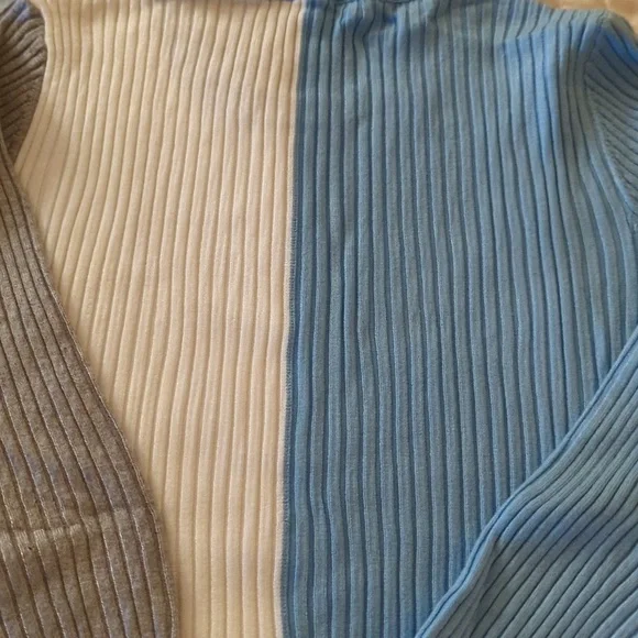 INC Colorblock Light Blue/Gray/ Ivory Sweater - Picture 4 of 5